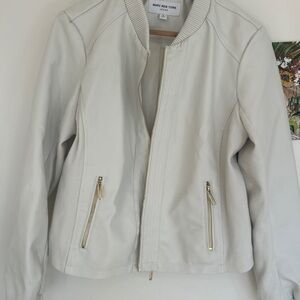 Marc New York‎ Women's cream Faux leather Bomber Jacket size M